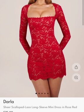 Oh Polly Red Lace Long Sleeve Mini Dress
